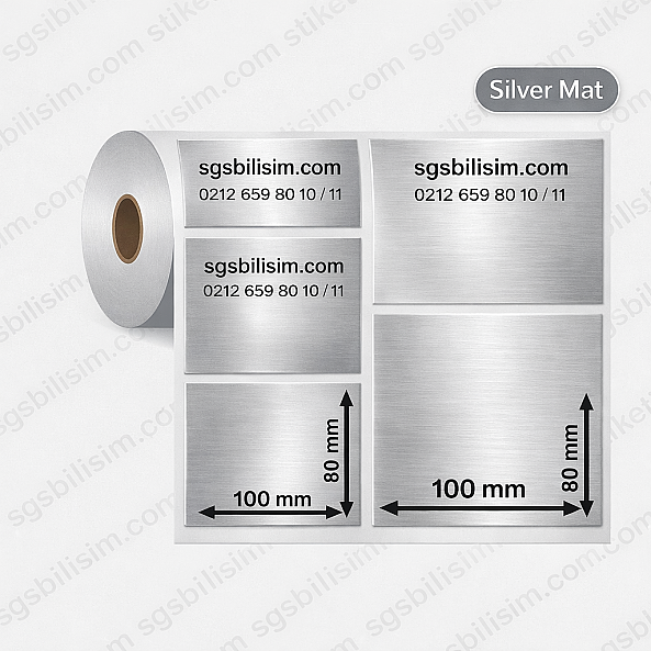100mm x 80mm Sılver Mat Etiket (Sticker) - 1