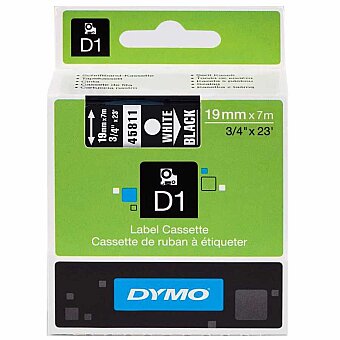 Dymo 45811 Siyah/Beyaz D1 Orjinal Yedek Şerit (19 mm x 7 mt)