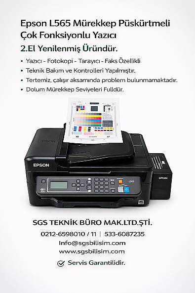 EPSON L565 MÜREKKEP TANKLI YAZICI /Tam dolu mürekkepli - 1